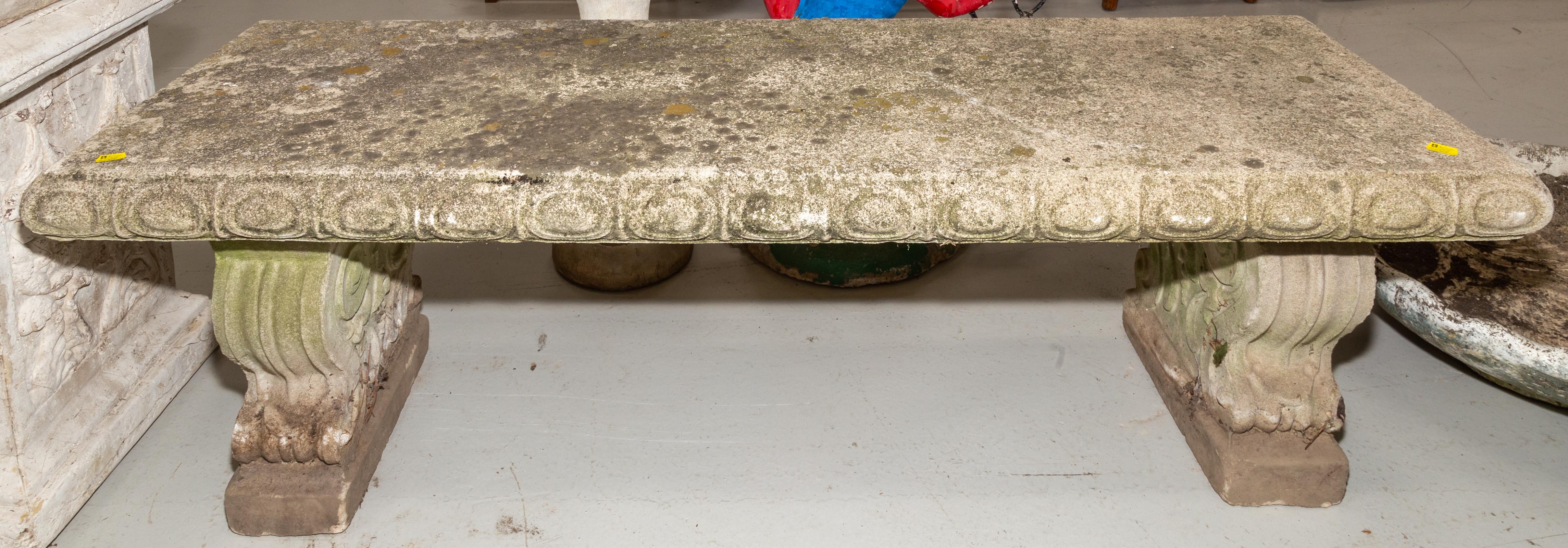 Appraisal: NEOCLASSICAL STYLE CEMENT GARDEN BENCH rd quarter th century in