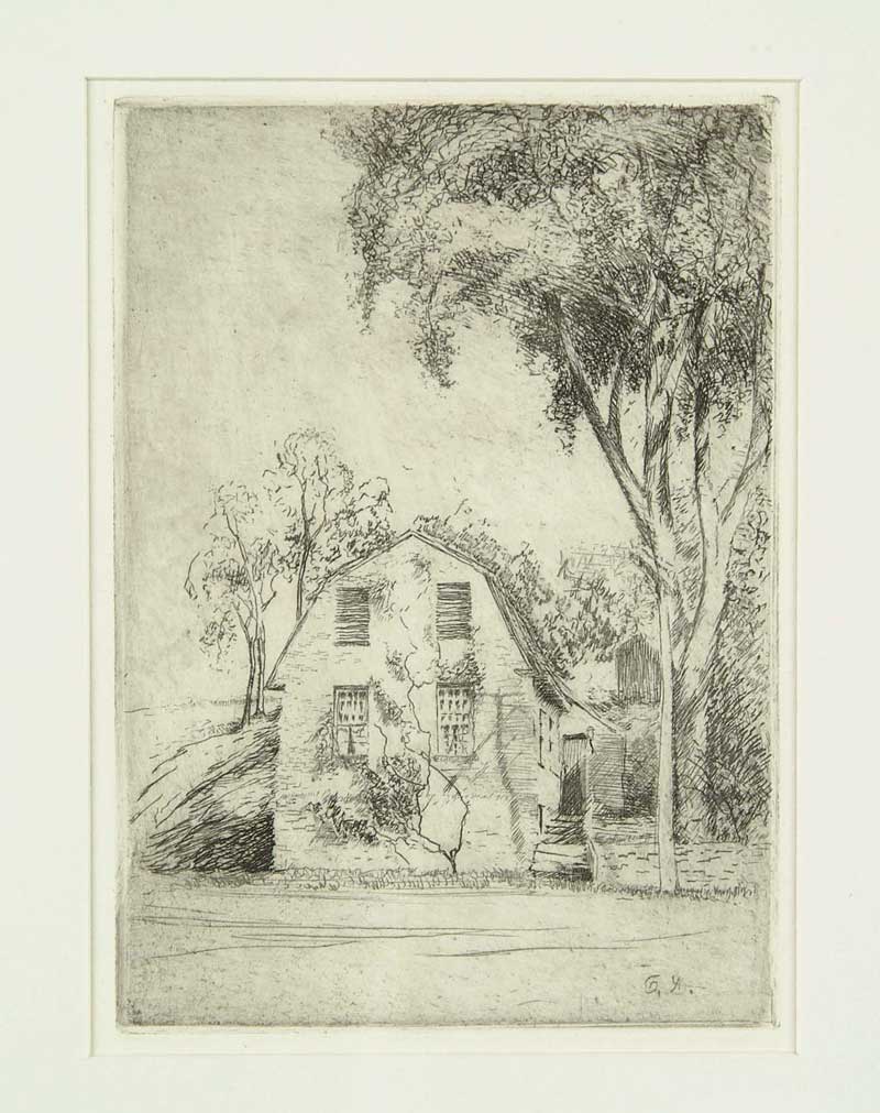 Appraisal: OZIAS DODGE American - COLONIAL HOME Etching on paper scene