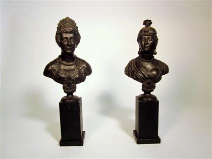 Appraisal: Pair of Continental bronze female busts early th century