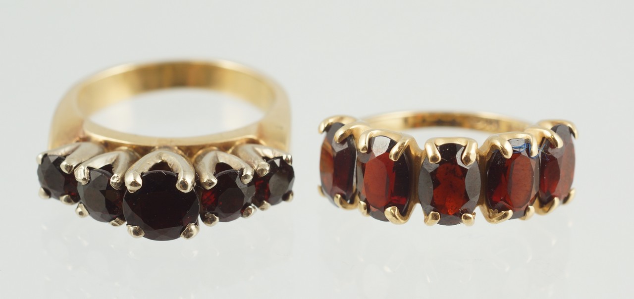 Appraisal: K YG stone garnet rings