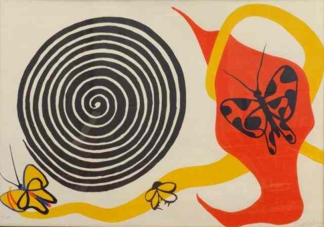 Appraisal: CALDER Alexander Lithograph ''Butterflies andSpiral '' Pencil signed lower right