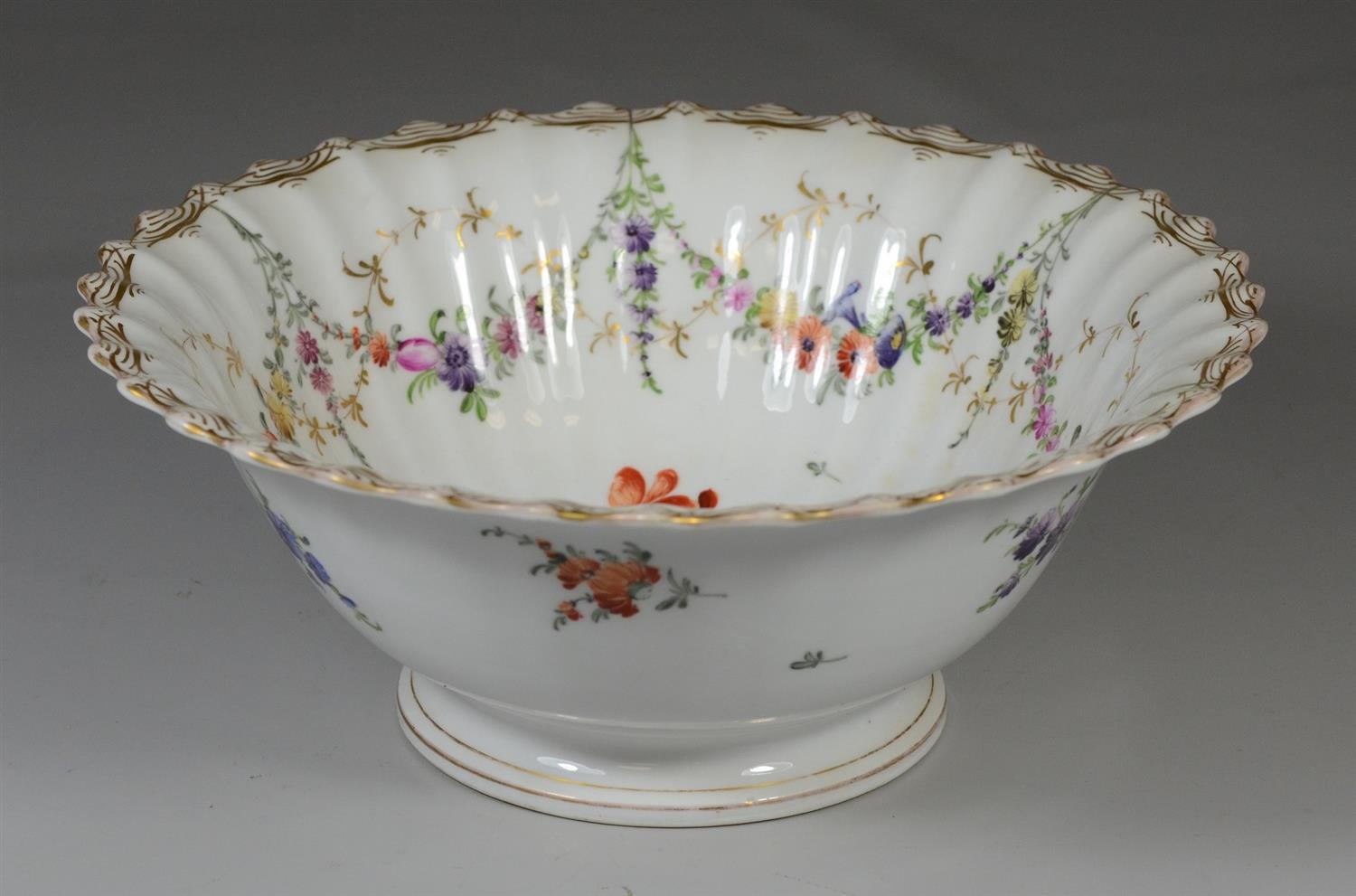 Appraisal: Continental Dresden style centerpiece bowl with floral swags and central