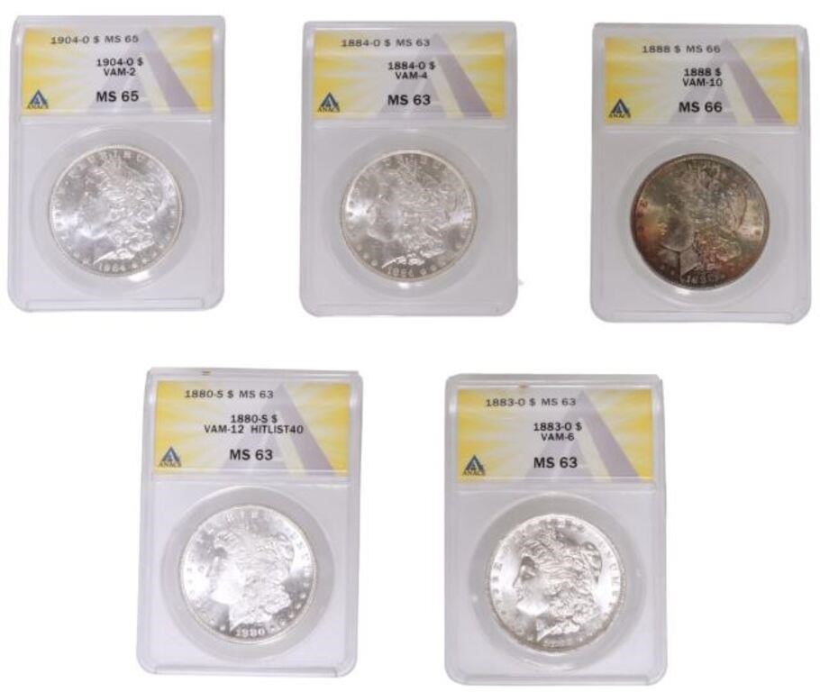 Appraisal: lot of US Morgan ANACS graded silver dollars housed in