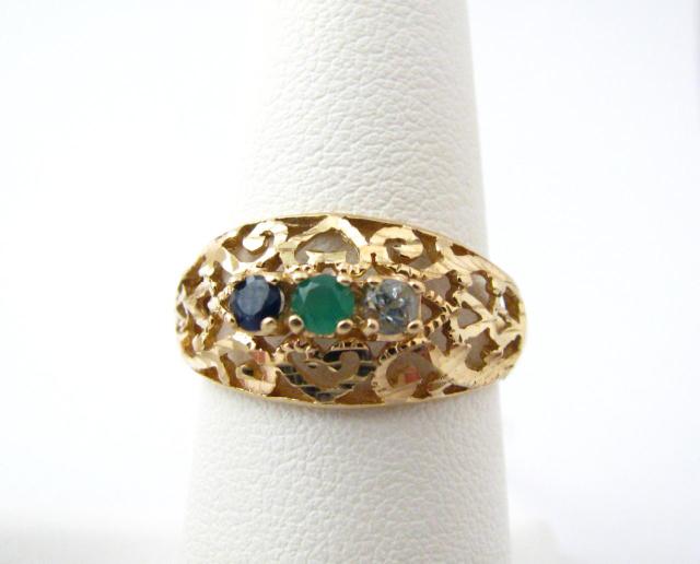 Appraisal: K Yellow gold lady's ring filigree style with mm aquamarine