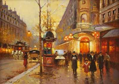 Appraisal: Yuri Kuzmin Russian b Paris Theatre du Vaudeville Oil on