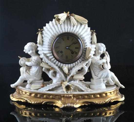 Appraisal: A Moore brothers porcelain clock Circa The central round clockface