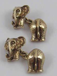 Appraisal: A pair of hallmarked silver gilt cufflinks formed as front