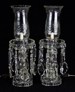 Appraisal: Pair of electrified crystal candelabra Pair of electrified crystal candelabra