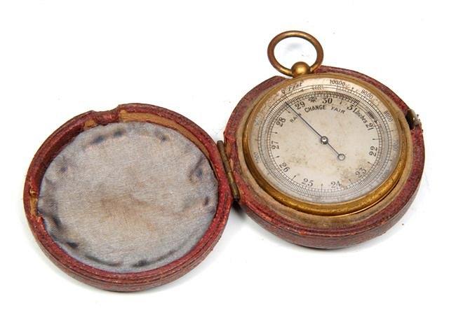 Appraisal: A TH CENTURY POCKET BAROMETER with gilt case and with