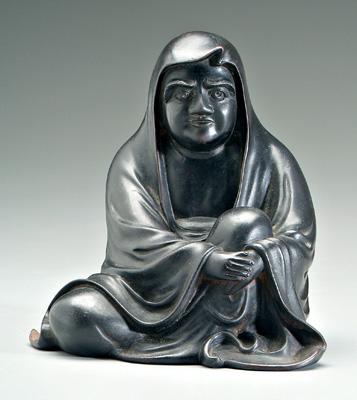 Appraisal: Japanese bronze figure of Daruma dark patina the ascetic with