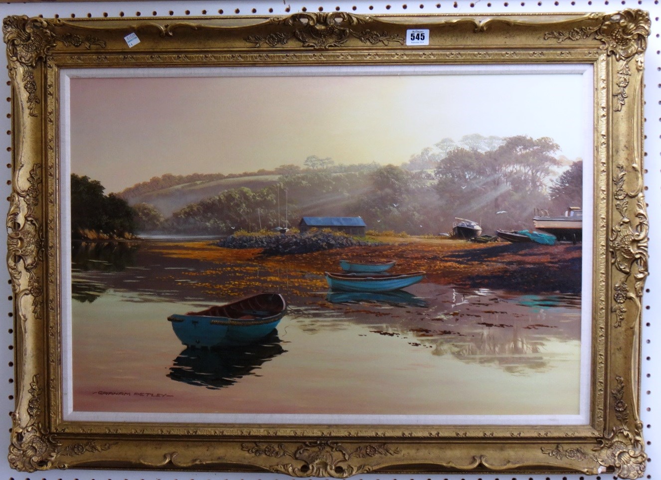 Appraisal: Graham Petley th century Moorings at Dawn oil on canvas