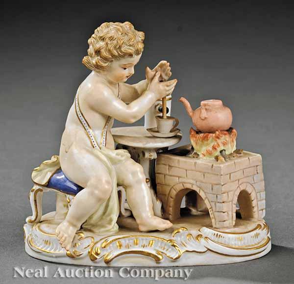 Appraisal: A Meissen Porcelain Polychrome and Gilt-Decorated Figure of a Cherub