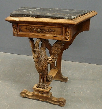 Appraisal: - Italian walnut marble top table c the base with