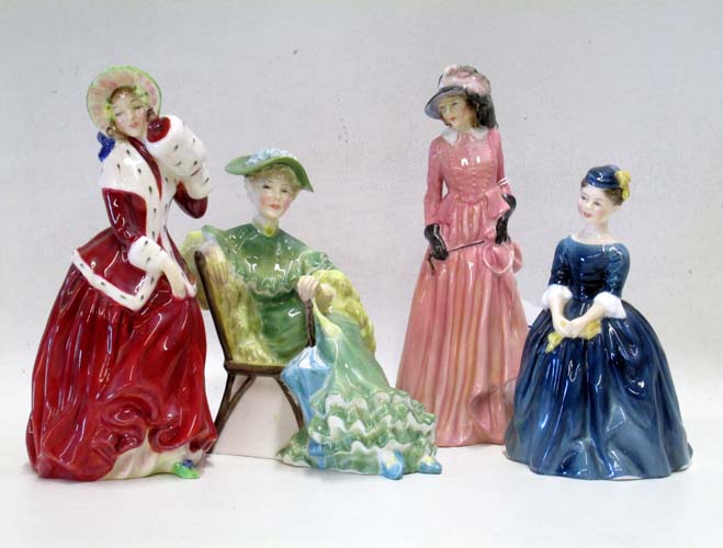 Appraisal: FOUR ROYAL DOULTON PORCELAIN FIGURINES Maureen HN H Christmas Morn