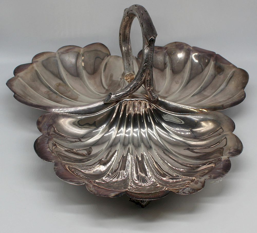 Appraisal: SILVER Elkington Co Ltd Shell Form Candy Dish Wonderful late