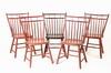 Appraisal: CHAIRS - Set of red painted birdcage Windsor chairs H