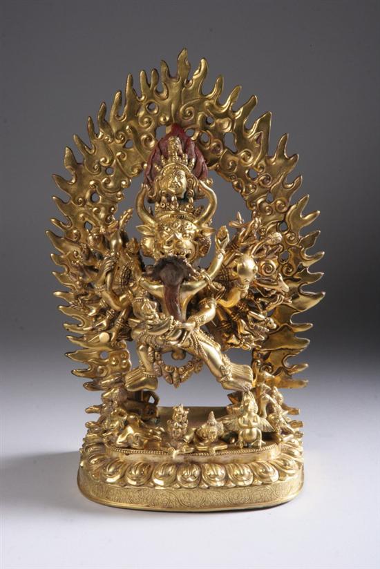 Appraisal: CHINESE GILT BRONZE FIGURE OF VAJRABHAIRAVA Cast in numerous sections