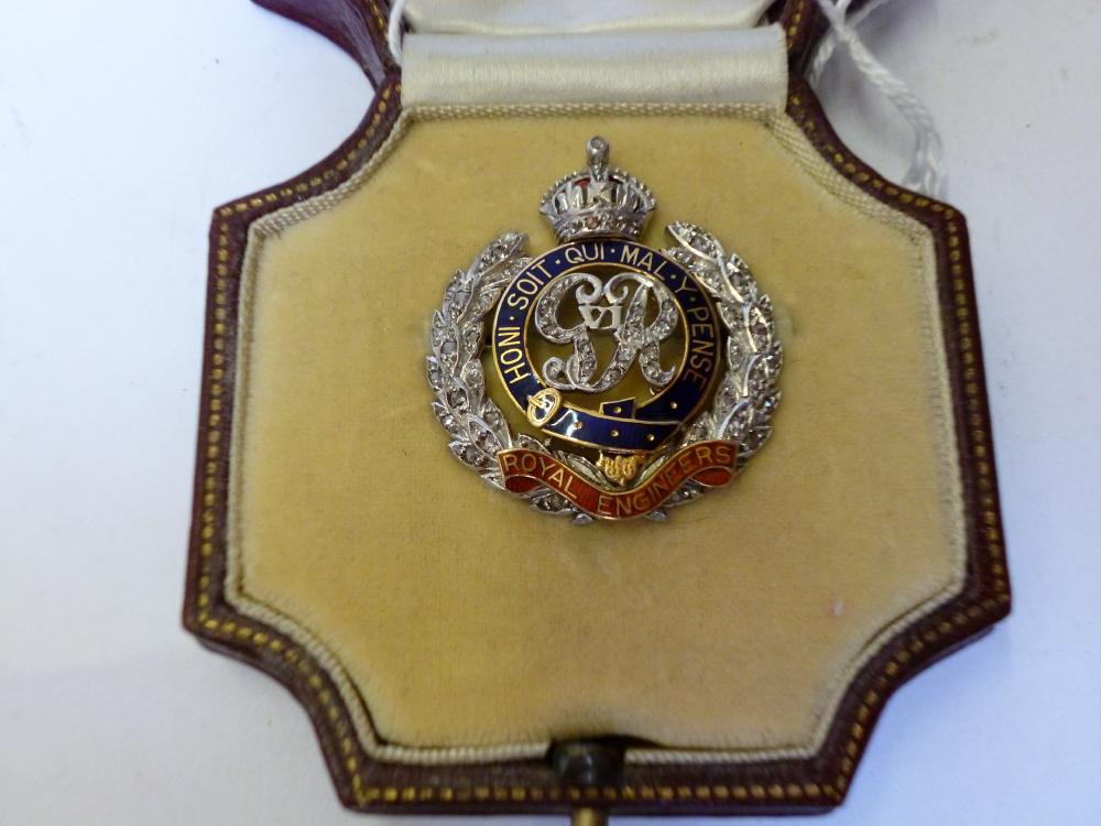 Appraisal: A GEORGE VI DIAMOND SET AND COLOURED ENAMEL ROYAL ENGINEERS