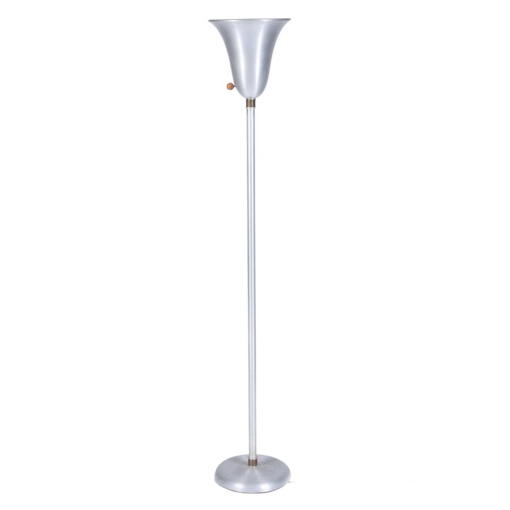 Appraisal: RUSSELL WRIGHT SPUN ALUMINUM TORCHIERE FLOOR LAMP H X WRussell