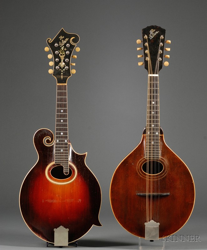 Appraisal: Two American Mandolins a Gibson Model F- c damaged at