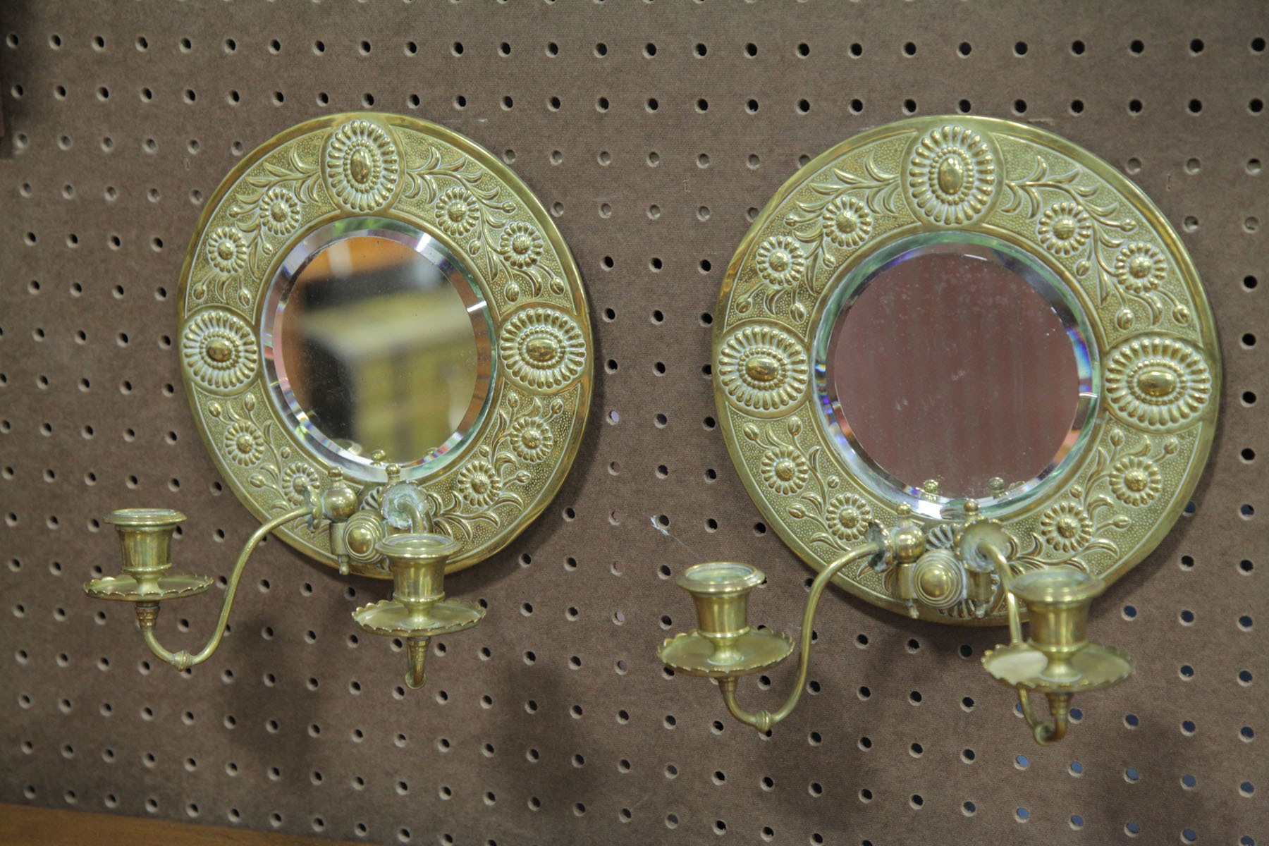 Appraisal: PAIR OF WALL SCONCES European late th century Brass wall