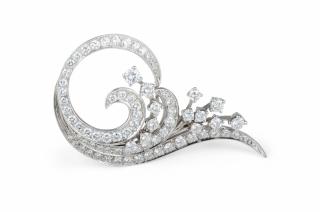 Appraisal: A Platinum and Diamond Brooch A Platinum and Diamond Brooch