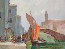 Appraisal: R Norman Continental School th Century Venetian canal scene Oil