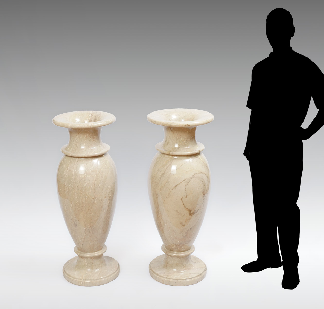 Appraisal: PAIR OF PALATIAL MARBLE URNS Pair of palatial turned marble