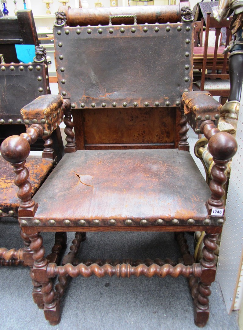 Appraisal: A set of eight Charles II style oak framed dining