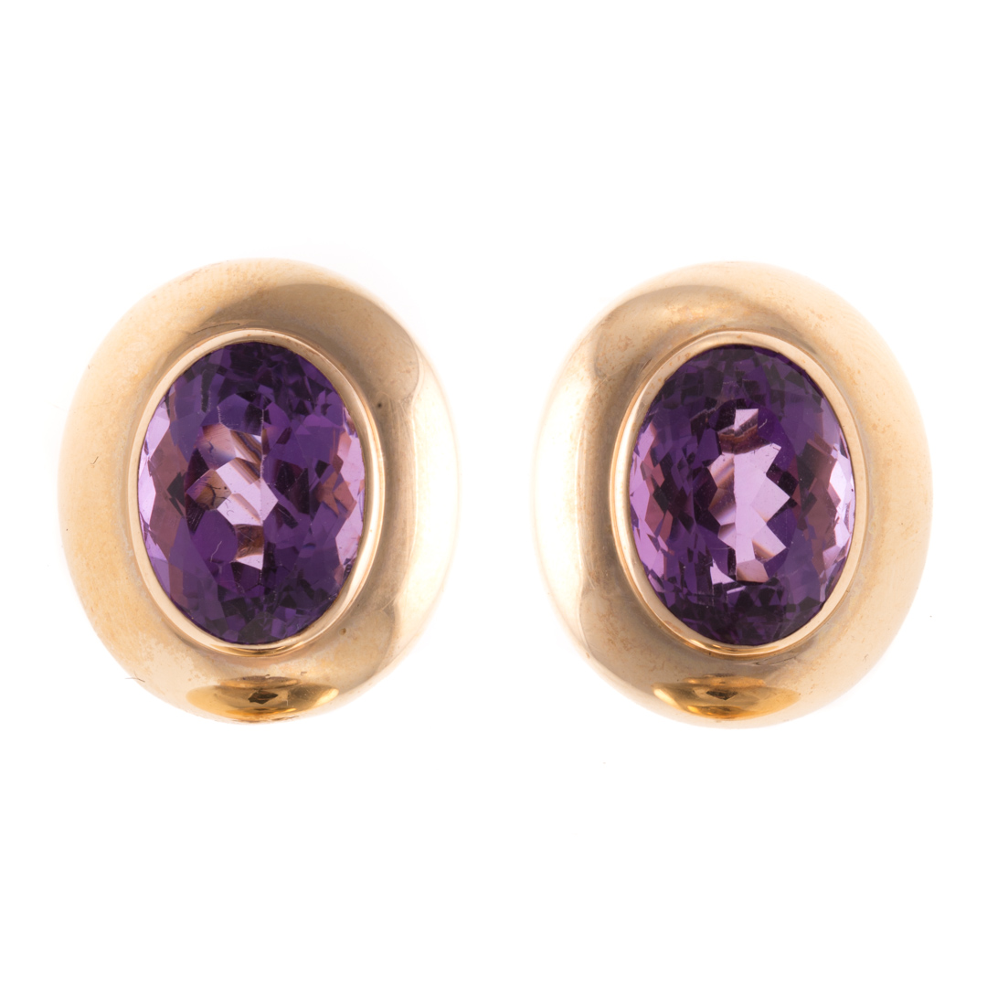 Appraisal: A Lady's Pair of Fine Amethyst Earrings in K K