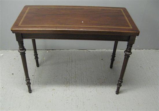 Appraisal: Mahogany rectangular card table th century with folding swivel top