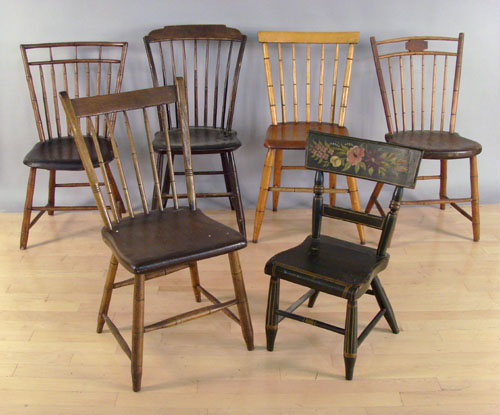 Appraisal: Six windsor side chairs th c