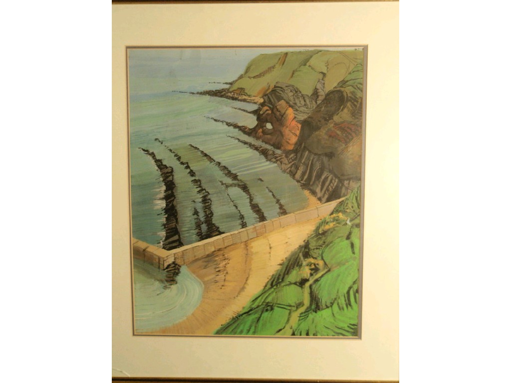 Appraisal: Geoffrey Sutcliffe contemporary Hartland Quay gouache signed with initials cm