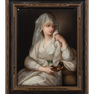 Appraisal: A Framed Continental Porcelain Plaque Depicting The Vestal Virgin After