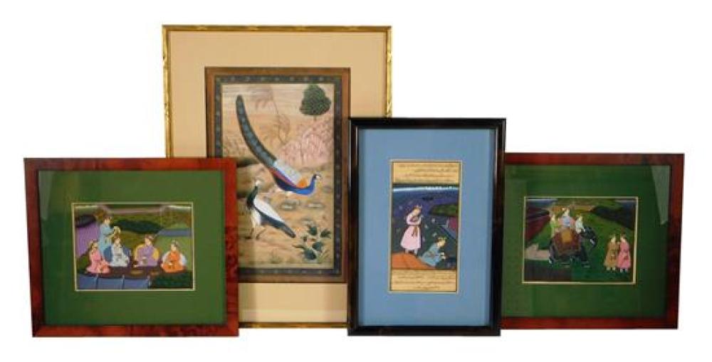 Appraisal: Four framed and matted Persian gouache pen and ink pieces