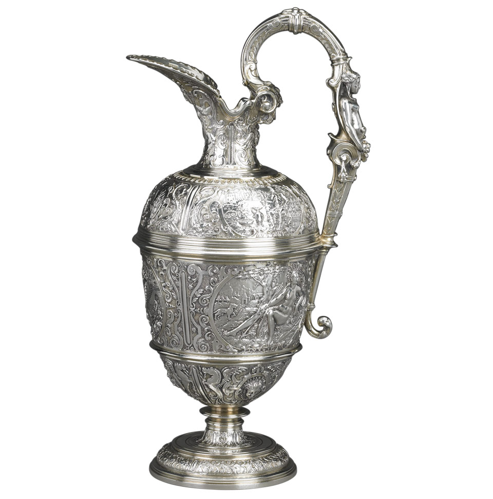 Appraisal: Victorian Electro-Type Silver Wine Ewer in the Renaissance manner after