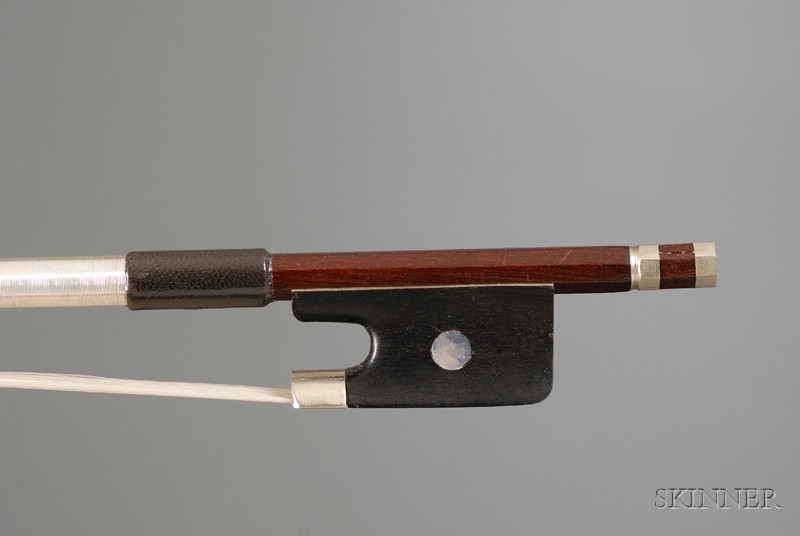 Appraisal: French Nickel Mounted Child's Violoncello Bow Louis Bazin the round