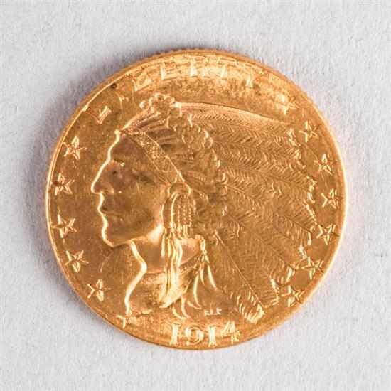 Appraisal: United States Indian Head gold quarter eagle D AU- Estimate