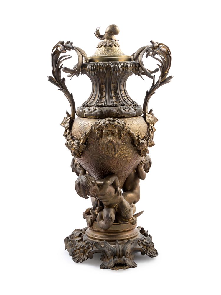 Appraisal: A Napoleon III Style Parcel Gilt Bronze Covered Urn A