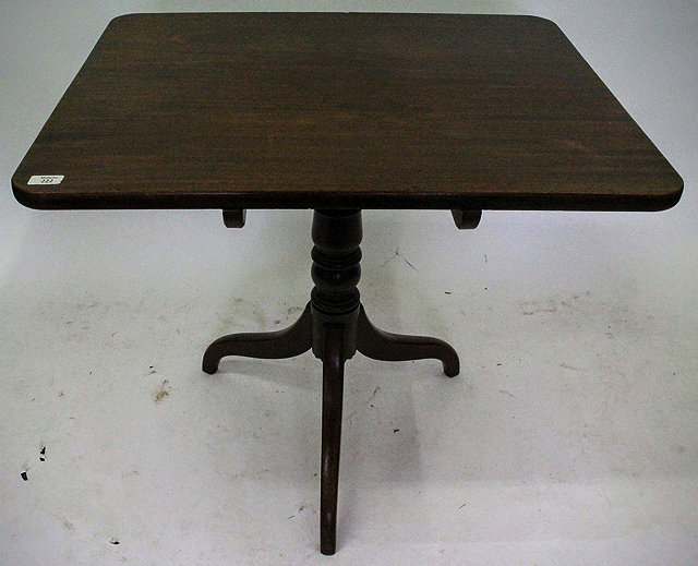 Appraisal: AN ANTIQUE MAHOGANY RECTANGULAR TOPPED TILT TOP TRIPOD TABLE cm