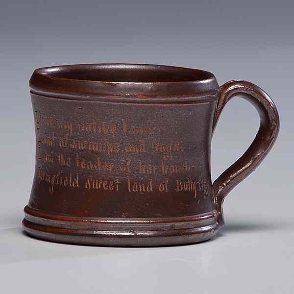 Appraisal: Anna Pottery Frog Mug with Poem American ca s a