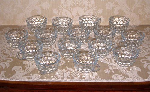 Appraisal: Title Pc Blue Pressed Glass Punch Glasses Medium pressed glass