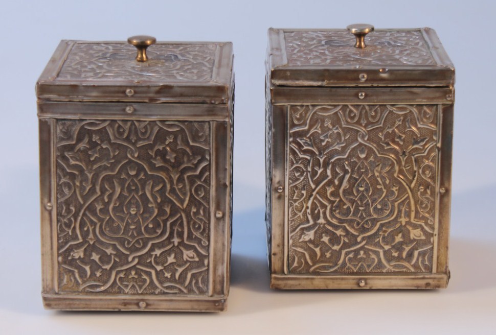 Appraisal: A pair of late thC early thC Indian tea canisters