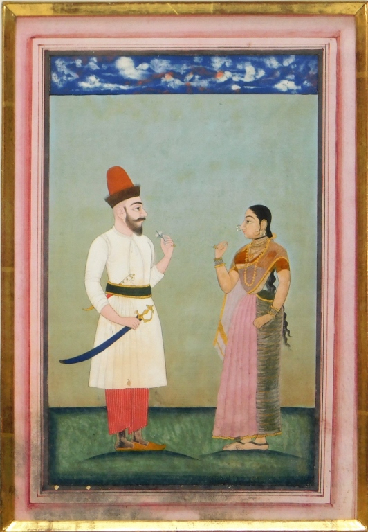 Appraisal: SOUTH INDIAN COURT SCENE MINIATURE PAINTING India Late th- Early