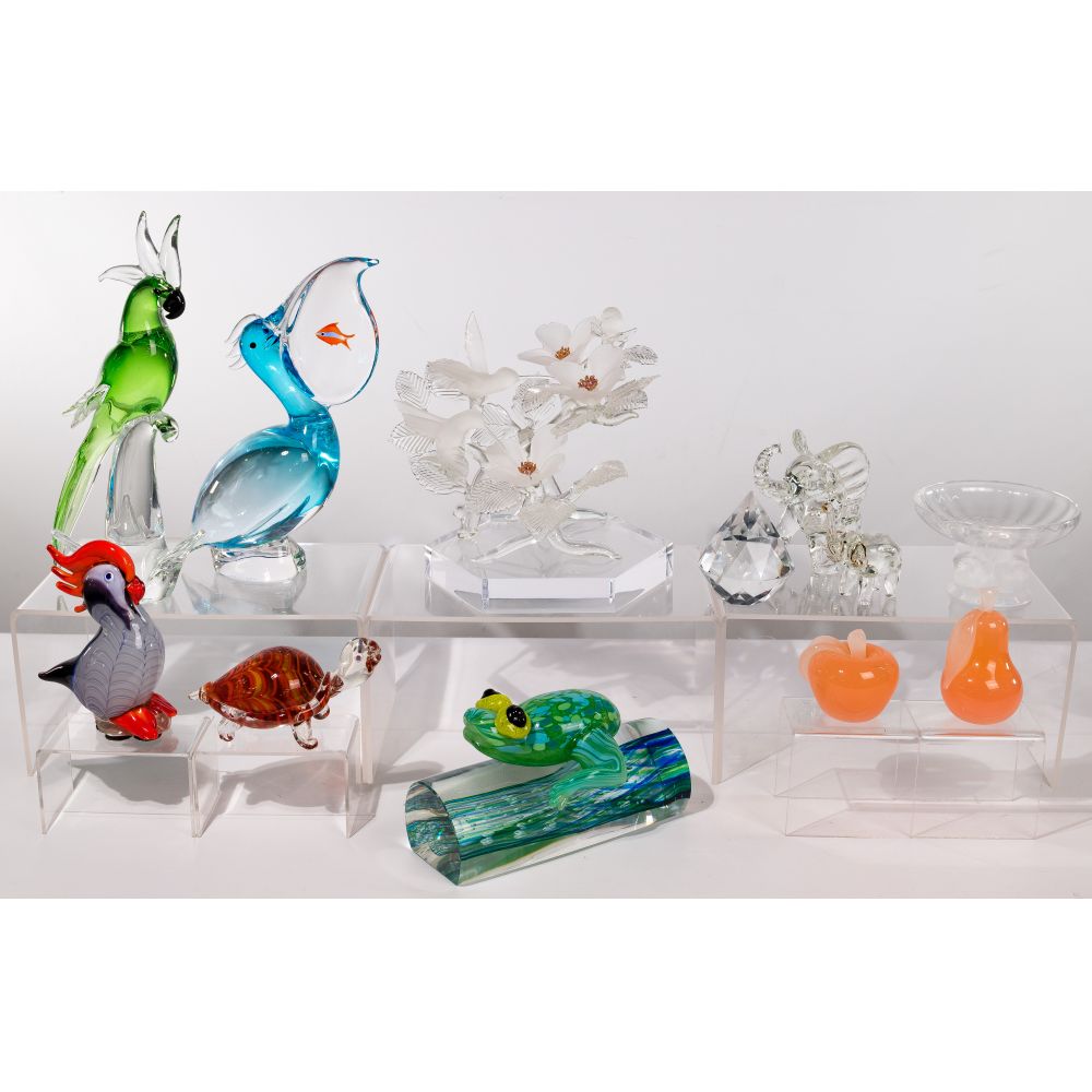 Appraisal: CRYSTAL AND GLASS ANIMAL ASSORTMENT items including Nogent footed compote