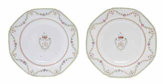 Appraisal: A Pair of Chinese Famille Rose Decorated Armorial Export Plates