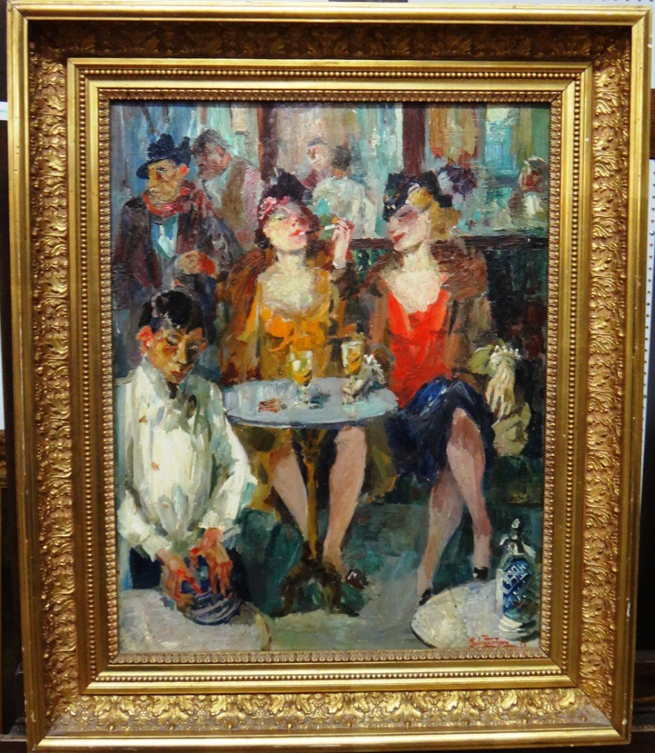 Appraisal: Ludwig Jacobson early th century Au Cafe oil on canvas