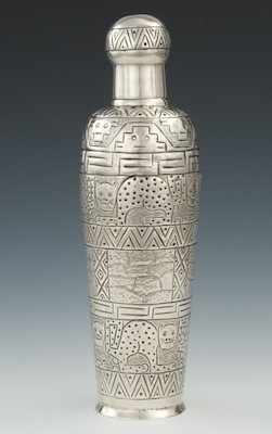 Appraisal: A Peruvian Sterling Silver Cocktail Shaker Of rounded shape with