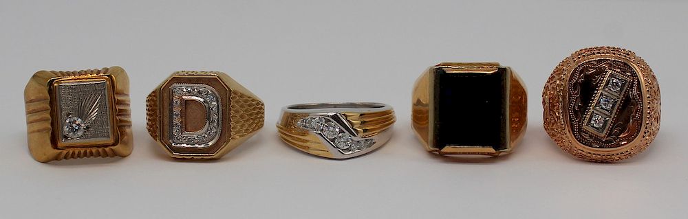 Appraisal: JEWELRY Men's Gold Ring Grouping Includes an kt yellow gold