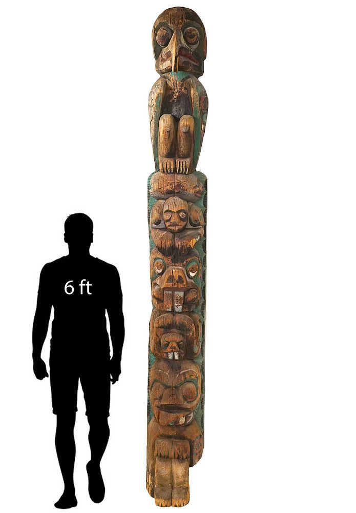 Appraisal: Monumental Northwest Coast Wood Totem Pole Rare folk art early